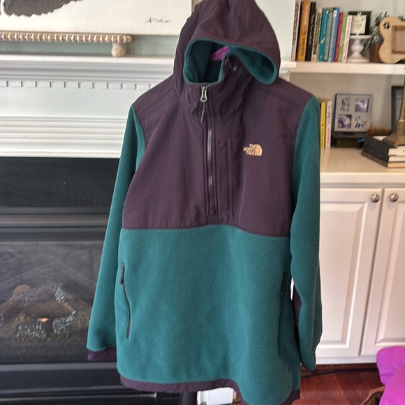 The North Face Denali Anorak Fleece jacket coat 1/2 zip with hood womens XL - Picture 3 of 9